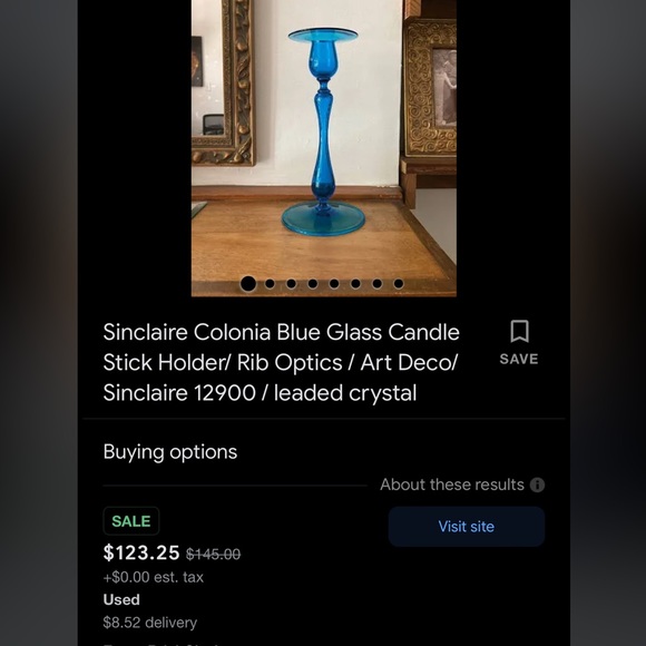 Sinclaire Colonia Blue Glass Candle Stick Holder - Picture 5 of 6